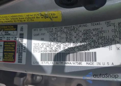 2012 Toyota Tacoma Prerunner V6 из США, поврежденный, VIN 5TFJU4GN9CX026061